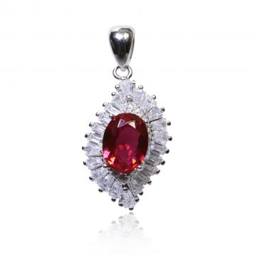 925 Silver Created Ruby Pendant