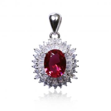 925 Silver Created Ruby Pendant