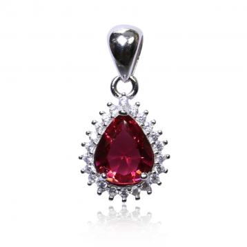 925 Silver Created Ruby Pendant