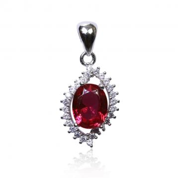 925 Silver Created Ruby Pendant