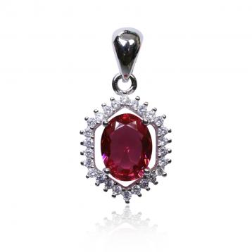 925 Silver Created Ruby Pendant