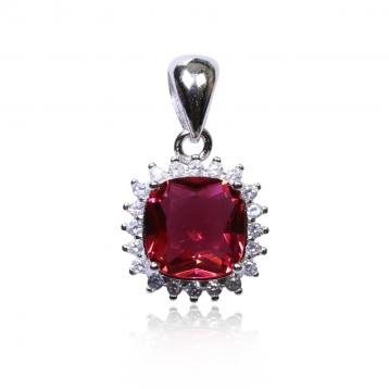 925 Silver Created Ruby Pendant