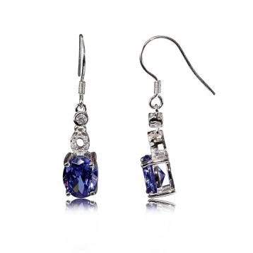 925 Silver Created Colour Stone Earring
