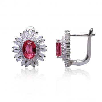 925 Silver Created Ruby Earring