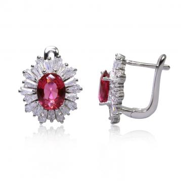925 Silver Created Ruby Earring