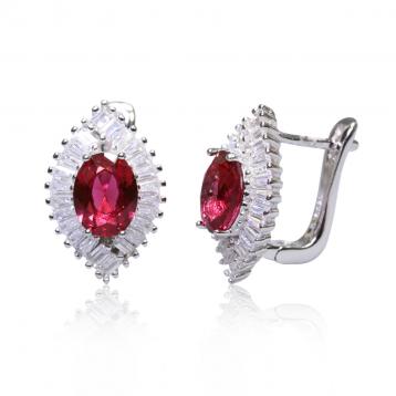 925 Silver Created Ruby Earring