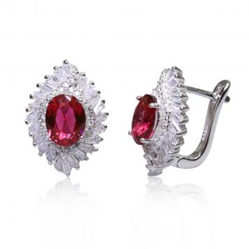 925 Silver Created Ruby Earring
