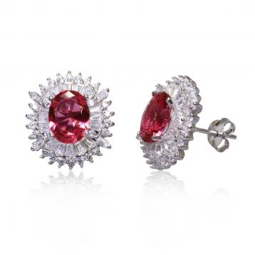 925 Silver Created Ruby Earring