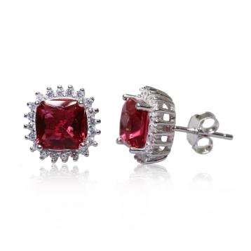925 Silver Created Ruby Earring