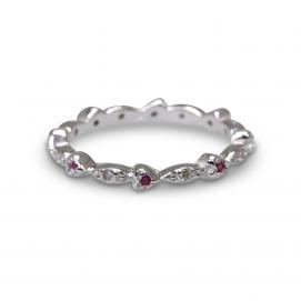 925 Silver Created Colour Stone Ring