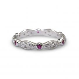 925 Silver Created Colour Stone Ring