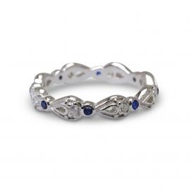 925 Silver Created Colour Stone Ring
