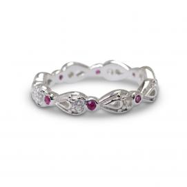 925 Silver Created Colour Stone Ring