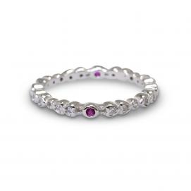 925 Silver Created Colour Stone Ring