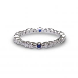 925 Silver Created Colour Stone Ring