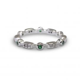 925 Silver Created Colour Stone Ring