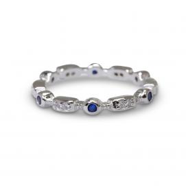 925 Silver Created Colour Stone Ring