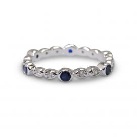 925 Silver Created Colour Stone Ring