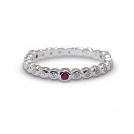 925 Silver Created Colour Stone Ring