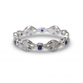 925 Silver Created Colour Stone Ring