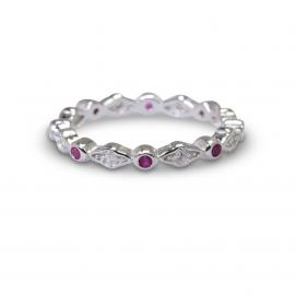 925 Silver Created Colour Stone Ring