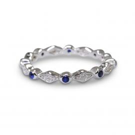 925 Silver Created Colour Stone Ring