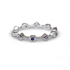 925 Silver Created Colour Stone Ring