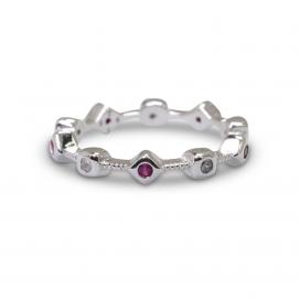 925 Silver Created Colour Stone Ring