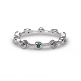 925 Silver Created Colour Stone Ring