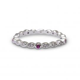 925 Silver Created Colour Stone Ring