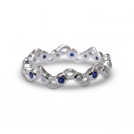 925 Silver Created Colour Stone Ring