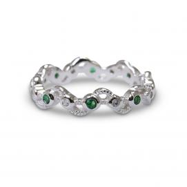 925 Silver Created Colour Stone Ring