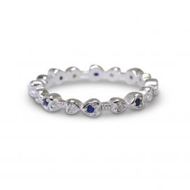 925 Silver Created Colour Stone Ring