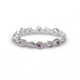 925 Silver Created Colour Stone Ring