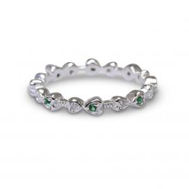 925 Silver Created Colour Stone Ring