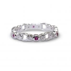 925 Silver Created Colour Stone Ring