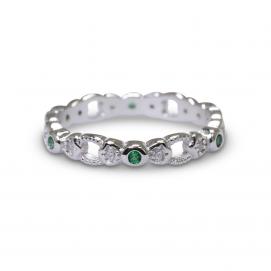 925 Silver Created Colour Stone Ring