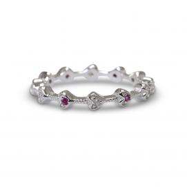 925 Silver Created Colour Stone Ring