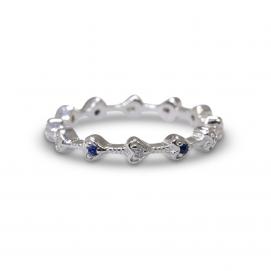 925 Silver Created Colour Stone Ring