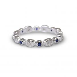 925 Silver Created Colour Stone Ring