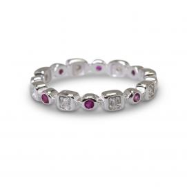 925 Silver Created Colour Stone Ring