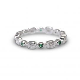 925 Silver Created Colour Stone Ring