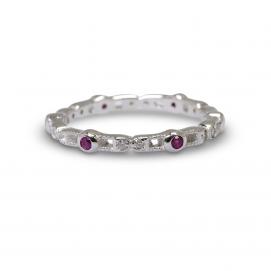 925 Silver Created Colour Stone Ring