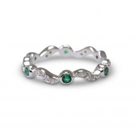 925 Silver Created Colour Stone Ring