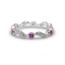 925 Silver Created Colour Stone Ring