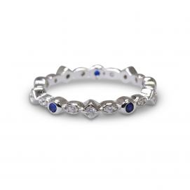 925 Silver Created Colour Stone Ring