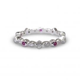925 Silver Created Colour Stone Ring