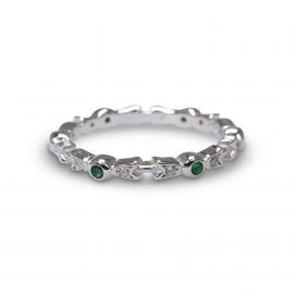 925 Silver Created Colour Stone Ring