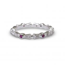 925 Silver Created Colour Stone Ring