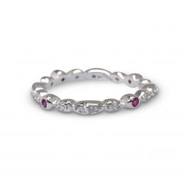 925 Silver Created Colour Stone Ring